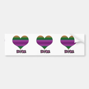 Pegatina Para Coche Be Mine Valentine Purple Stripe Heart