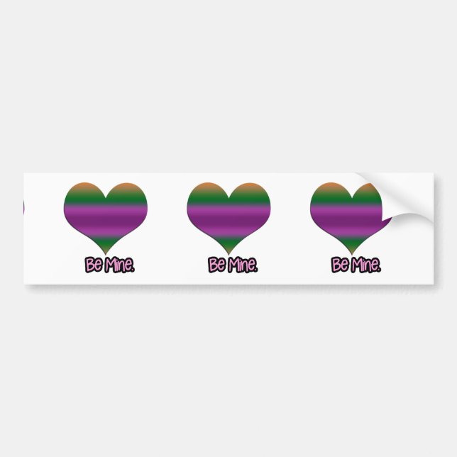 Pegatina Para Coche Be Mine Valentine Purple Stripe Heart (Frente)