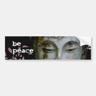 Pegatina Para Coche "Be Peace" Serene Buddha (Blanco/Negro)