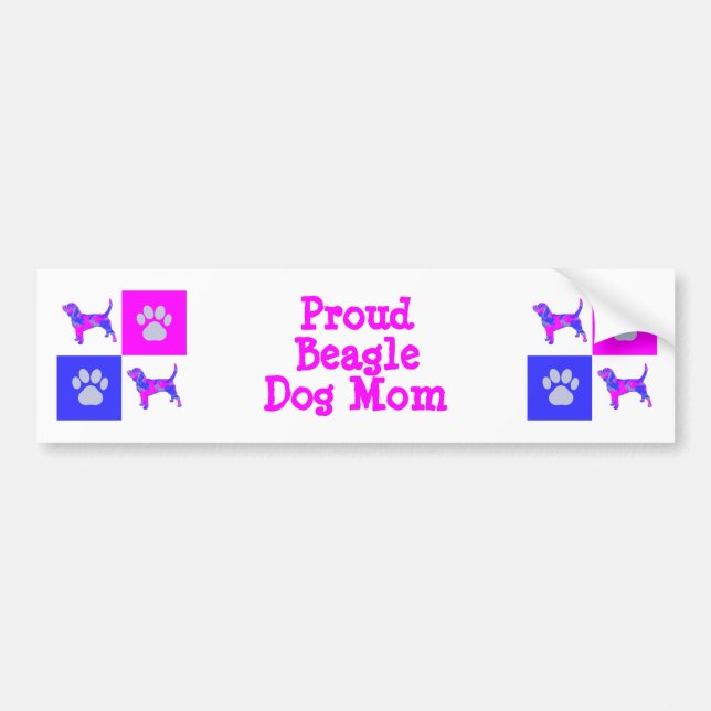 Pegatina Para Coche Beagle Hound Cute Dog & Paw P&B Mejor Mamá (Frente)