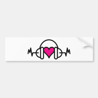 Pegatina Para Coche Beats of Love | Corazón rosado con pulso y auricul