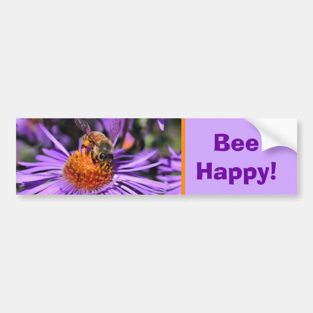 Pegatina Para Coche Bee Happy Inspirational Nature  (Frente)