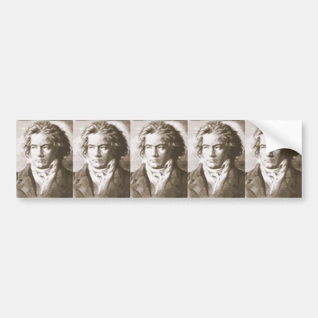 Pegatina Para Coche Beethoven En Sepia (Frente)