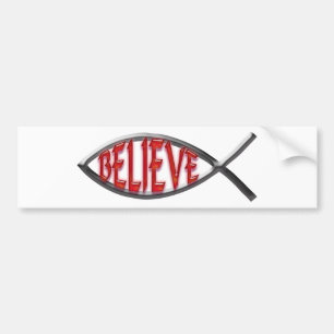 Pegatina Para Coche Believe Fish- Rojo
