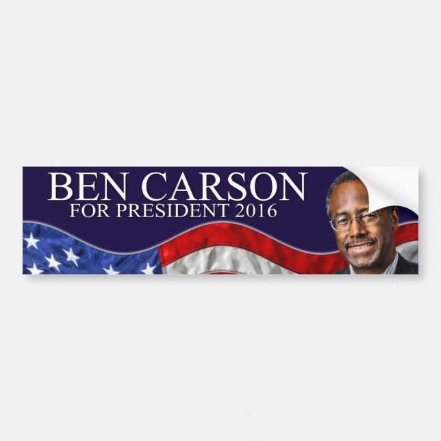 Pegatina Para Coche Ben Carson para el presidente 2016 (Frente)