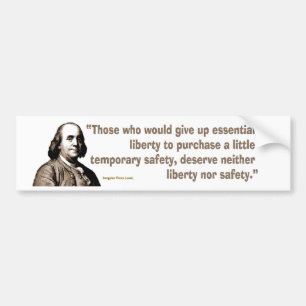 Pegatina Para Coche Benjamin Franklin en seguridad y libertad