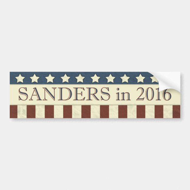 Pegatina Para Coche Bernie Sanders Presidente 2016 Estrellas y rayas (Frente)