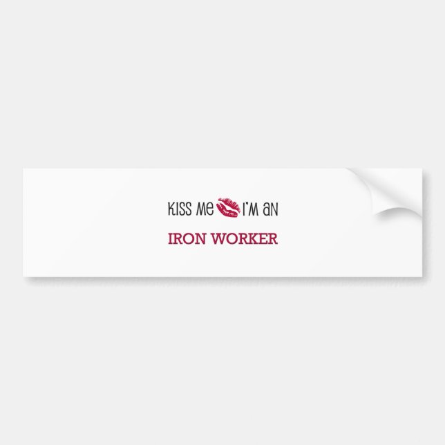 Pegatina Para Coche Béseme que soy TRABAJADOR del HIERRO (Frente)