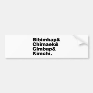 Pegatina Para Coche Bibimbap & Chimaek & Gimbap & Kimchi. Alimentos co