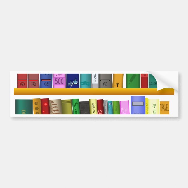 Pegatina Para Coche biblioteca de libros estantes leyendo (Frente)