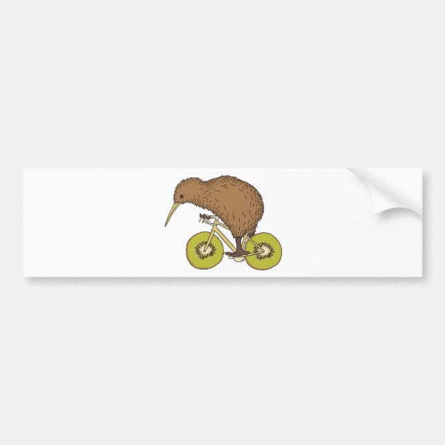 Pegatina Para Coche Bici del montar a caballo del kiwi con las ruedas (Frente)