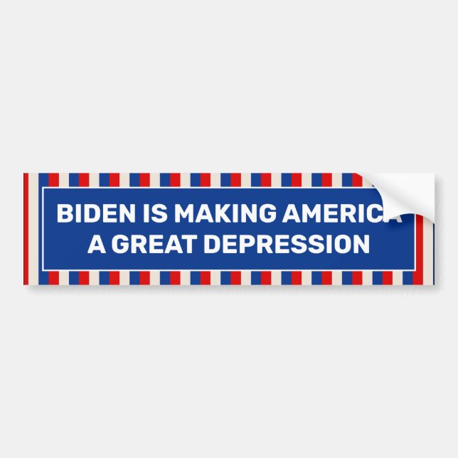 Pegatina Para Coche Biden Hace De Estados Unidos Una Gran Depresión (Frente)