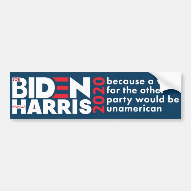 Pegatina Para Coche Biden / Harris 2020 Elecciones Trump es unamerican (Frente)