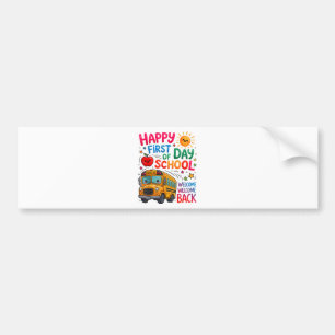 Pegatina Para Coche Bienvenidos de vuelta a la escuela Feliz primer dí