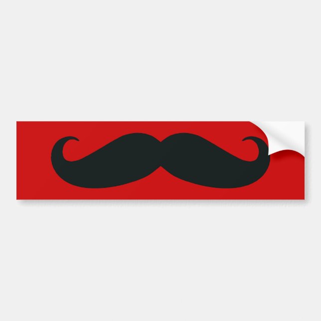 Pegatina Para Coche Bigote negro con el fondo rojo (Frente)