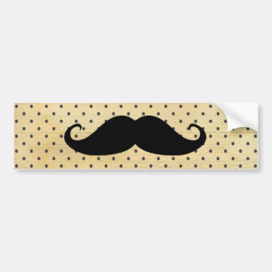 Pegatina Para Coche Bigote negro divertido en lunares del amarillo del