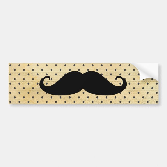 Pegatina Para Coche Bigote negro divertido en lunares del amarillo del (Frente)