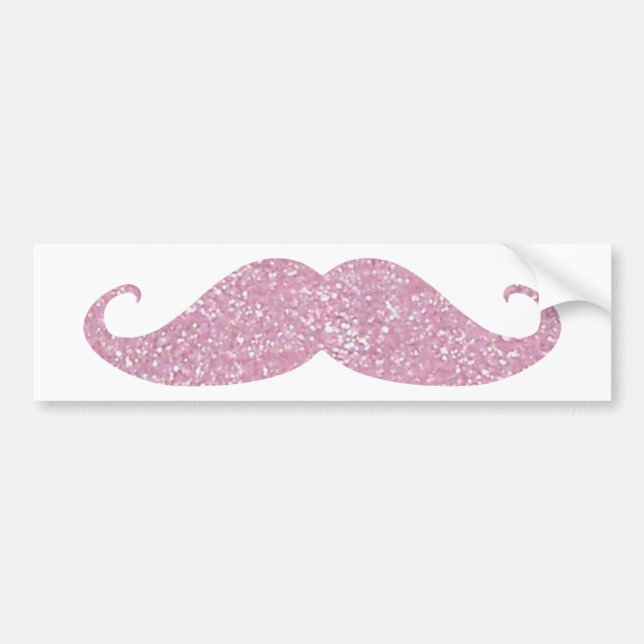 Pegatina Para Coche Bigote rosado divertido de Bling (Frente)