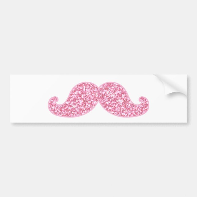 PEGATINA PARA COCHE BIGOTE ROSADO FEMENINO DEL PURPURINA IMPRESO (Frente)