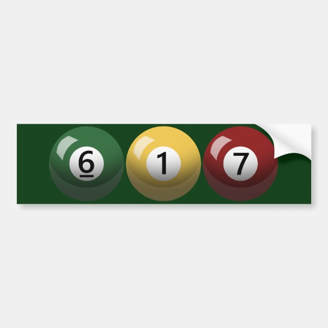 Pegatina Para Coche Billares fuertes de Boston 617 (Frente)
