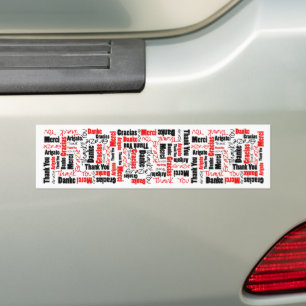 Pegatina Para Coche Black and Red Gracias Word Cloud