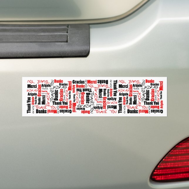 Pegatina Para Coche Black and Red Gracias Word Cloud (en coche)
