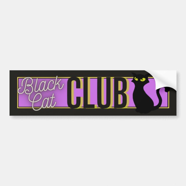 Pegatina Para Coche Black Cat Club Bumper Sticker (Frente)