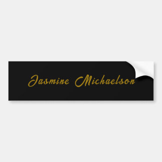 Pegatina Para Coche Black & Gold Calligraphy Minimalist Own Name
