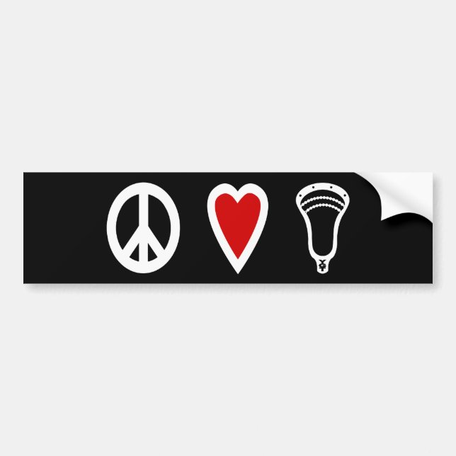 Pegatina Para Coche Blanco de PeaceLoveLacrosse de los diseños de (Frente)