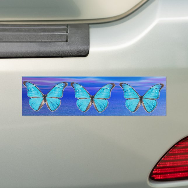 Pegatina Para Coche Blue Butterflies Bumper Sticker (en coche)