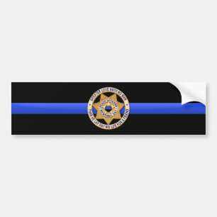 Pegatina Para Coche Blue Line fino señala por medio de una bandera y