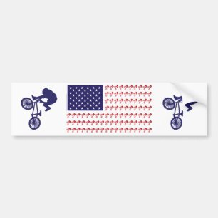 Pegatina Para Coche BMX Rider - Bandera Patriótica Americana+