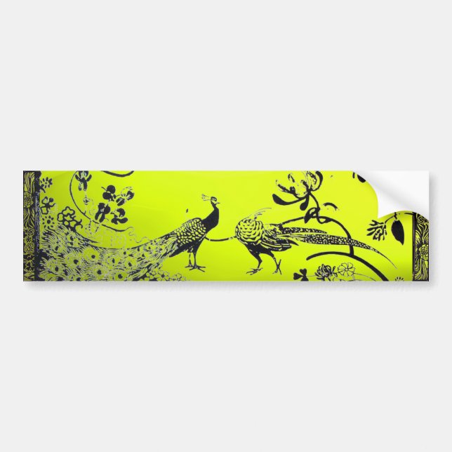 Pegatina Para Coche BODA AMAR AVES negro y amarillo blanco (Frente)