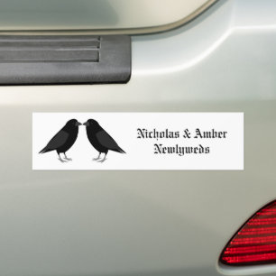 Pegatina Para Coche Boda gótico Kissing Ravens Personalizado