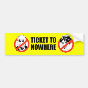 PEGATINA PARA COCHE BOLETO A NINGUNA PARTE BUMPERSTICKER