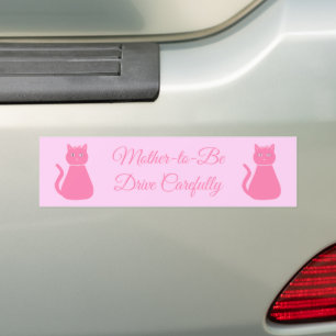 Pegatina Para Coche Bonito Bebé Rosa Gato Personalizado Embarazada