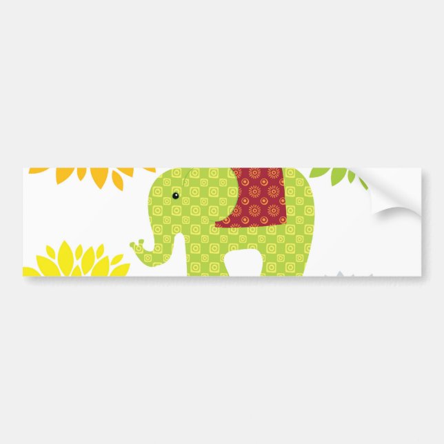 Pegatina Para Coche Bonito colorida energía hippie elefante (Frente)