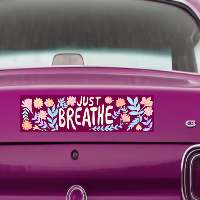 Pegatina Para Coche Bonito DE RESPIRACIÓN JUSTO Botánica (JUST BREATHE Pretty Floral Botanical Bumper Sticker
)