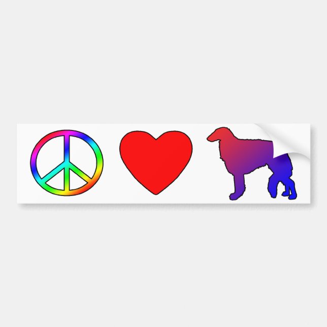 Pegatina Para Coche Borzois del amor de la paz (Frente)