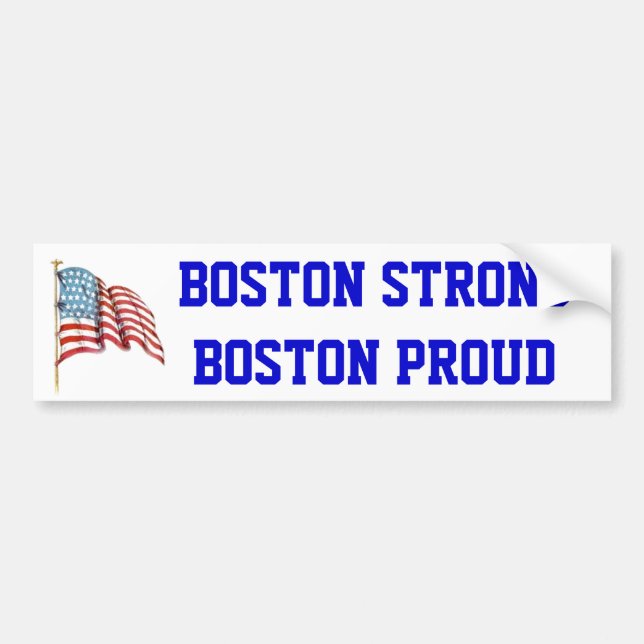 Pegatina Para Coche Boston Boston fuerte orgullosa con la bandera (Frente)