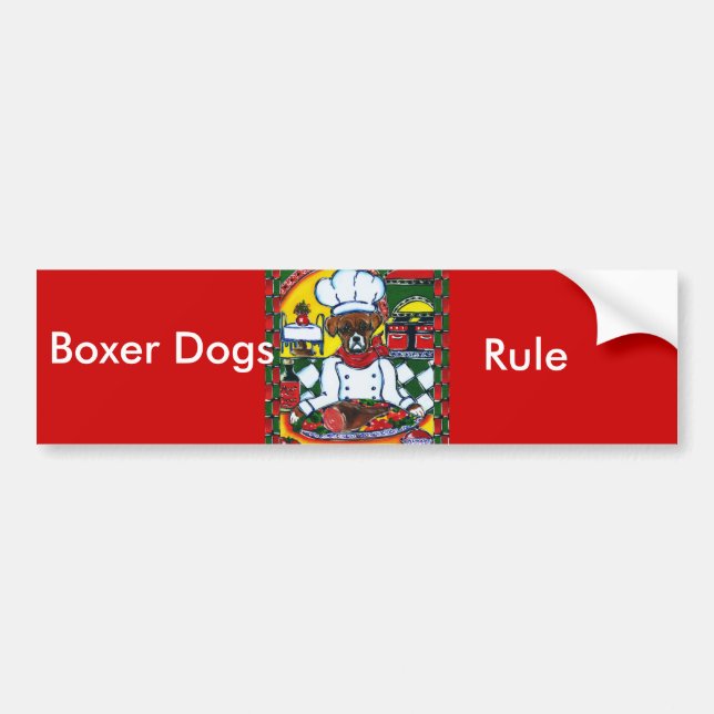 Pegatina Para Coche Boxer Dog Chef (Frente)