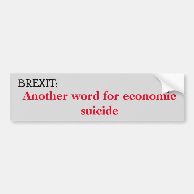 Pegatina Para Coche Brexit: Suicidio económico (Frente)