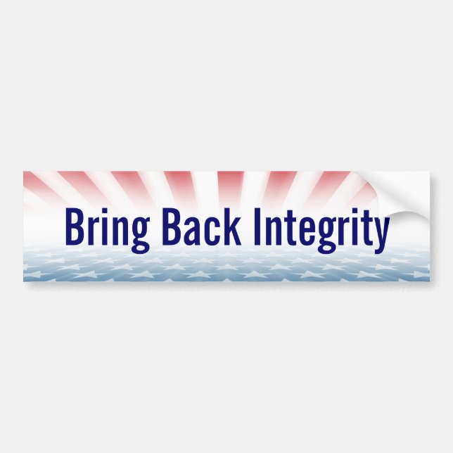 Pegatina Para Coche "Bring Back Integrity" Bumper Sticker (Frente)