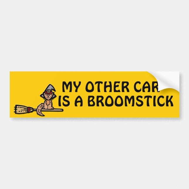 Pegatina Para Coche Broomstick para gatos de Halloween (Frente)