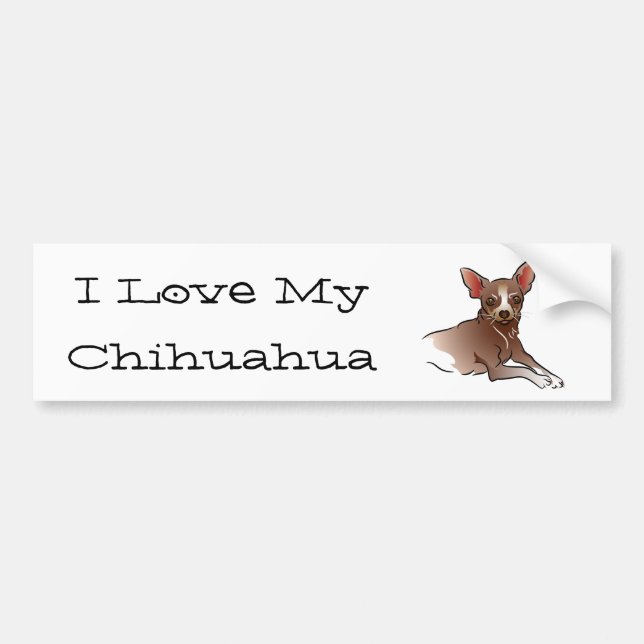 Pegatina Para Coche Brown Chihuahua - Amo mi Chihuahua (Frente)
