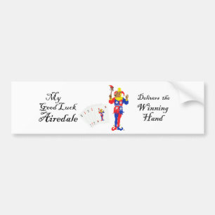 Pegatina Para Coche Buena suerte Poker Airedale Terrier