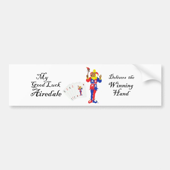 Pegatina Para Coche Buena suerte Poker Airedale Terrier (Frente)
