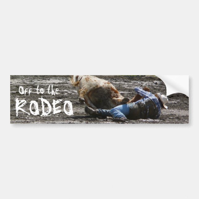 Pegatina Para Coche Buey del vaquero del rodeo que lucha (Frente)