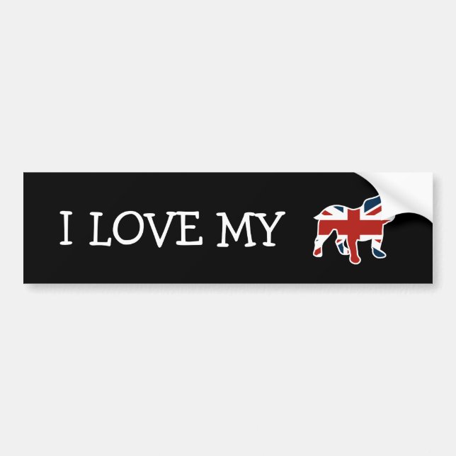 Pegatina Para Coche Bulldog inglés en la bandera de Union Jack (Frente)
