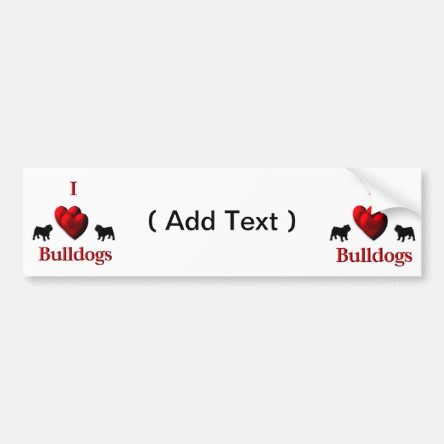 Pegatina Para Coche Bulldoges del corazón (Frente)